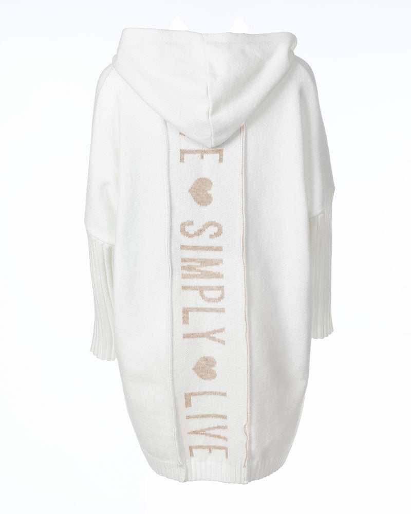 Women's Fashion Letter Heart Print Longline Hooded Cardigan