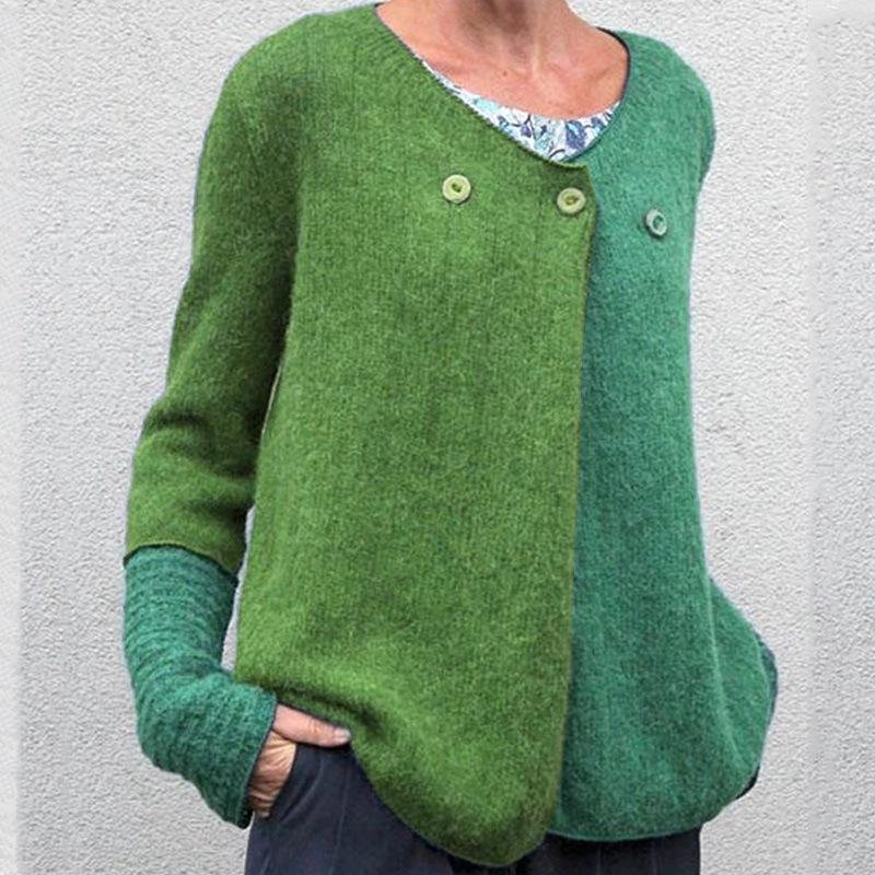 Women's Stylish Casual Contrast Color Loose Knit Sweater