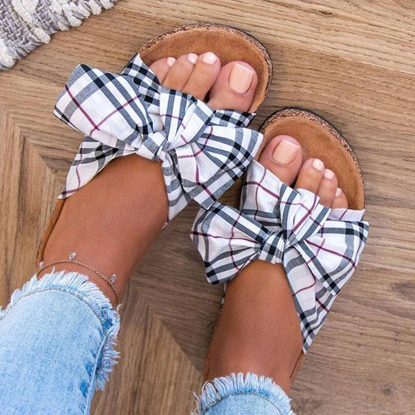 Myquees Women's Comfy Classic Plaid Summer Sandals