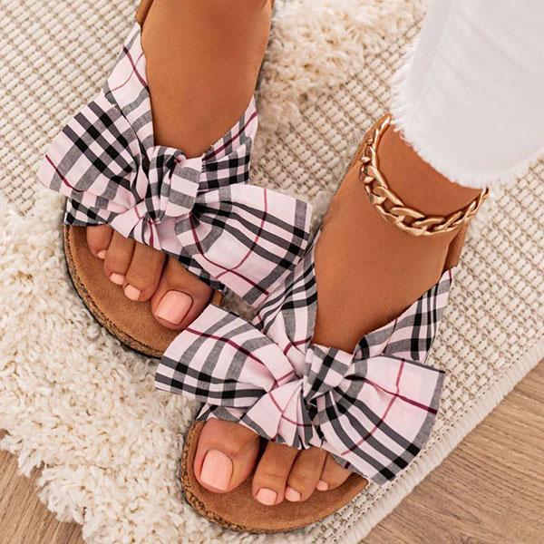 Myquees Women's Comfy Classic Plaid Summer Sandals