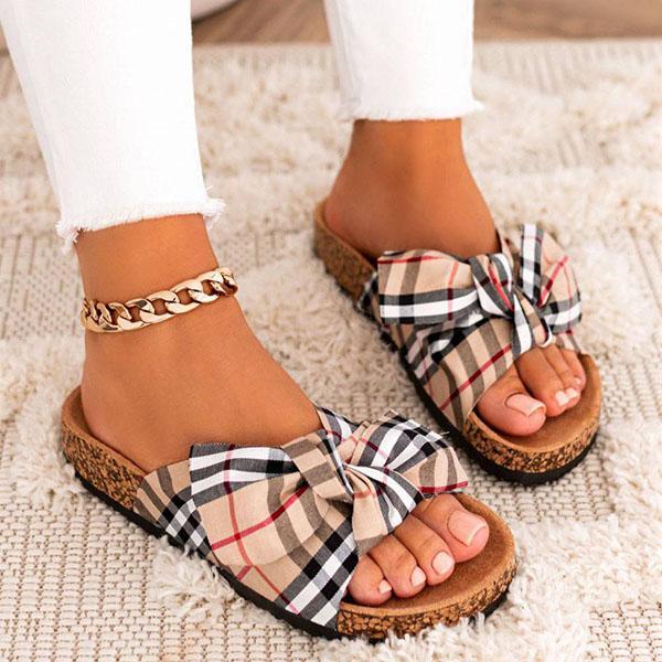 Myquees Women's Comfy Classic Plaid Summer Sandals