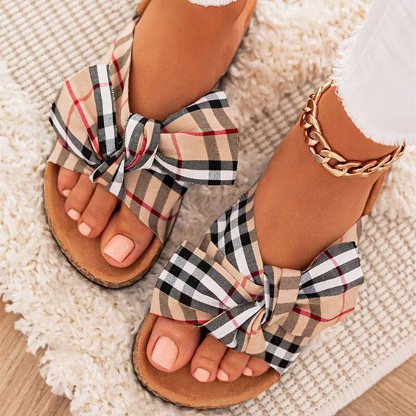 Myquees Women's Comfy Classic Plaid Summer Sandals