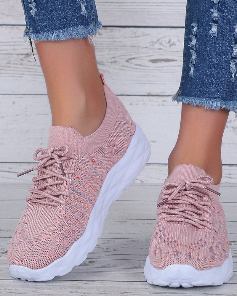Colorblock Breathable Lace-up Casual Sneakers