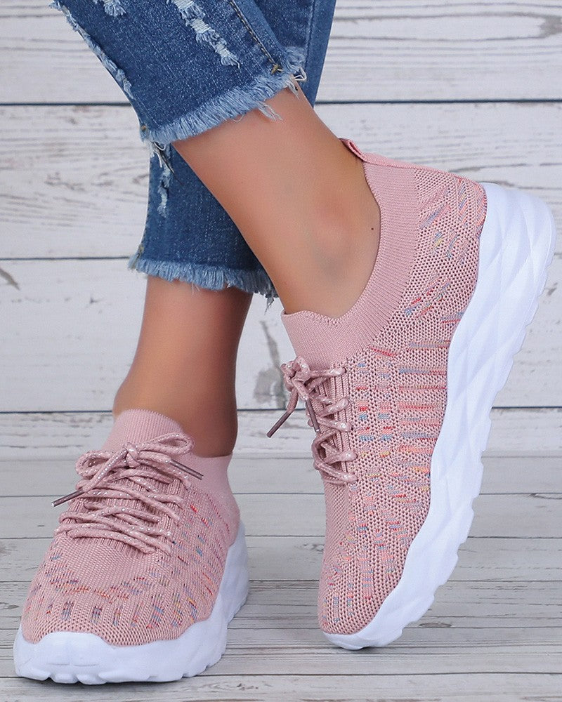 Colorblock Breathable Lace-up Casual Sneakers