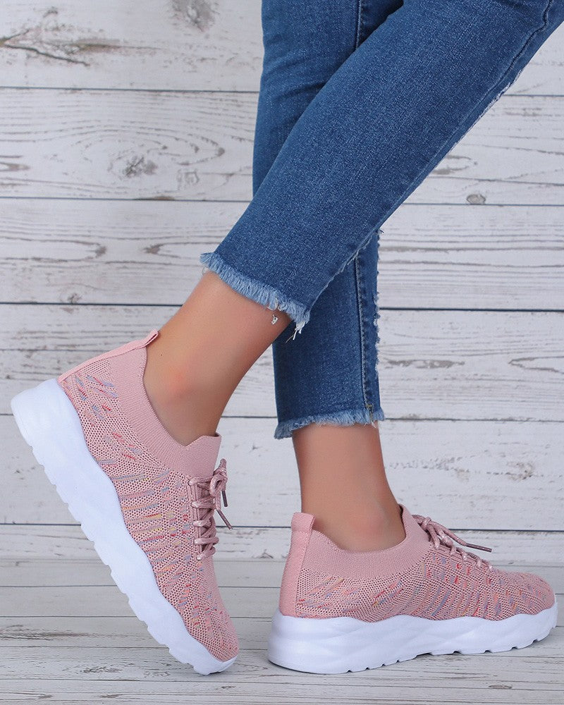 Colorblock Breathable Lace-up Casual Sneakers