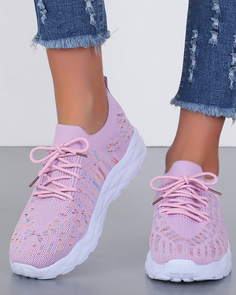 Colorblock Breathable Lace-up Casual Sneakers