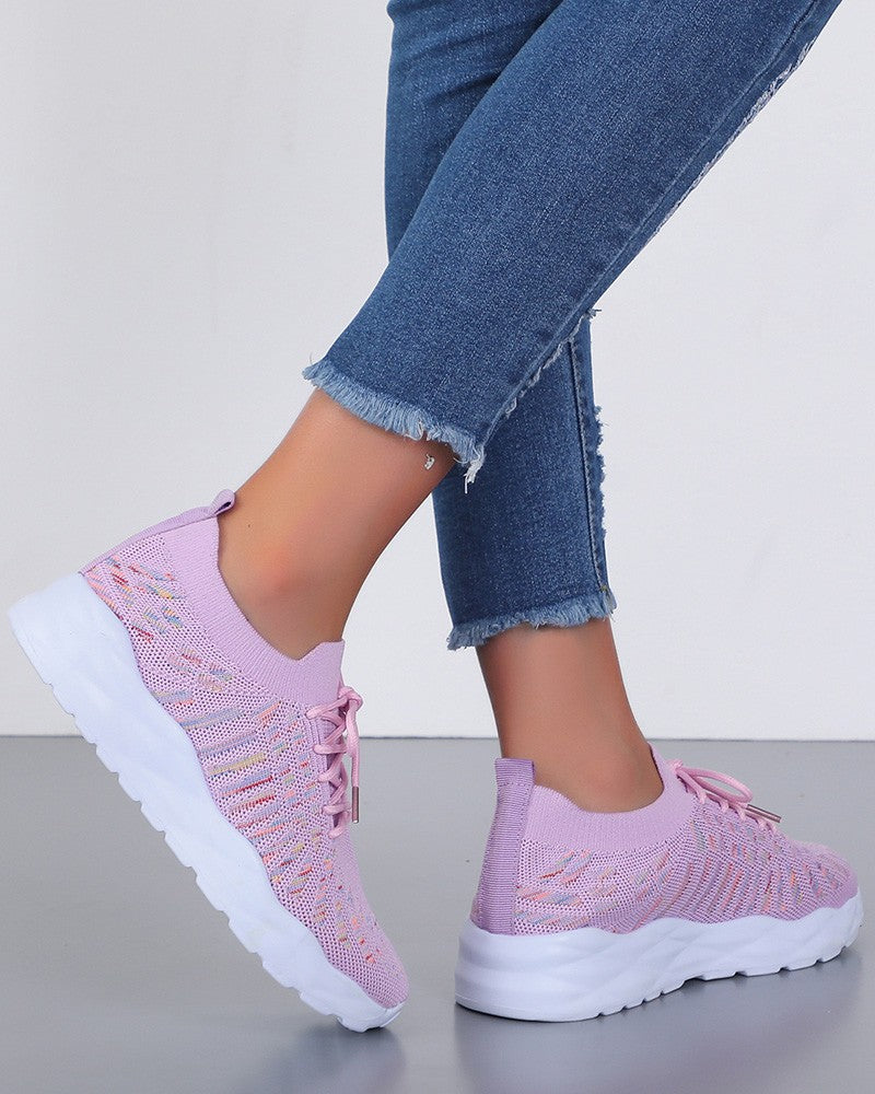 Colorblock Breathable Lace-up Casual Sneakers