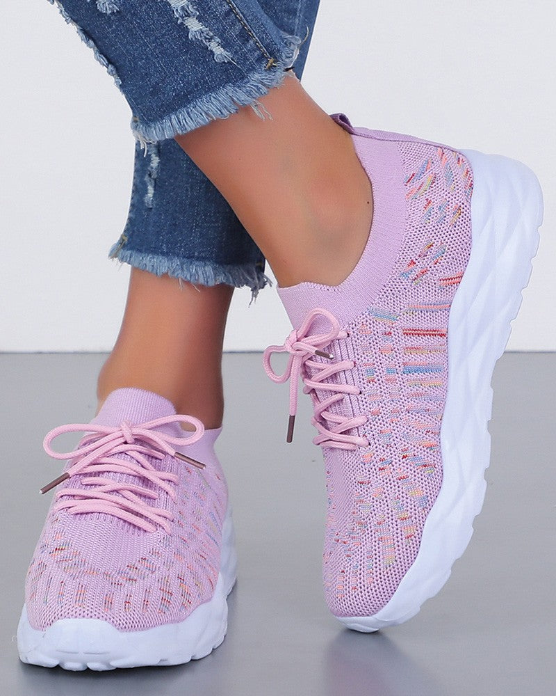 Colorblock Breathable Lace-up Casual Sneakers