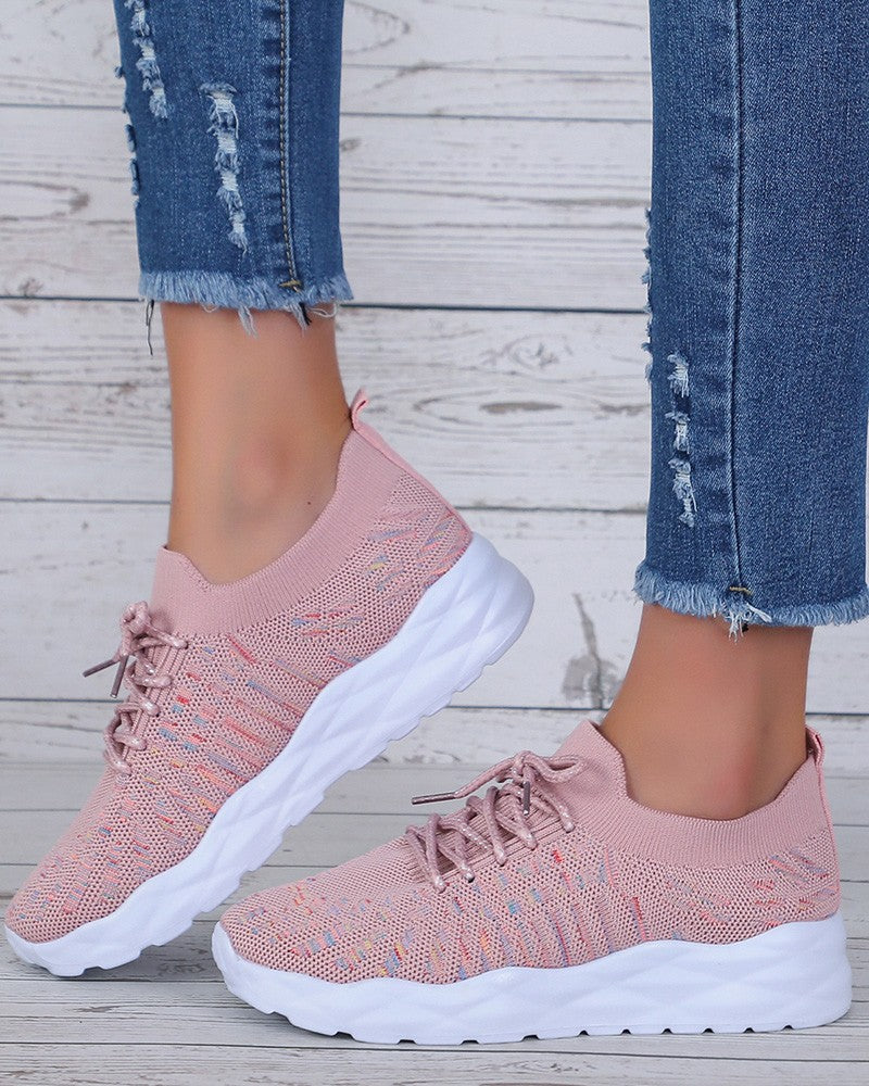 Colorblock Breathable Lace-up Casual Sneakers