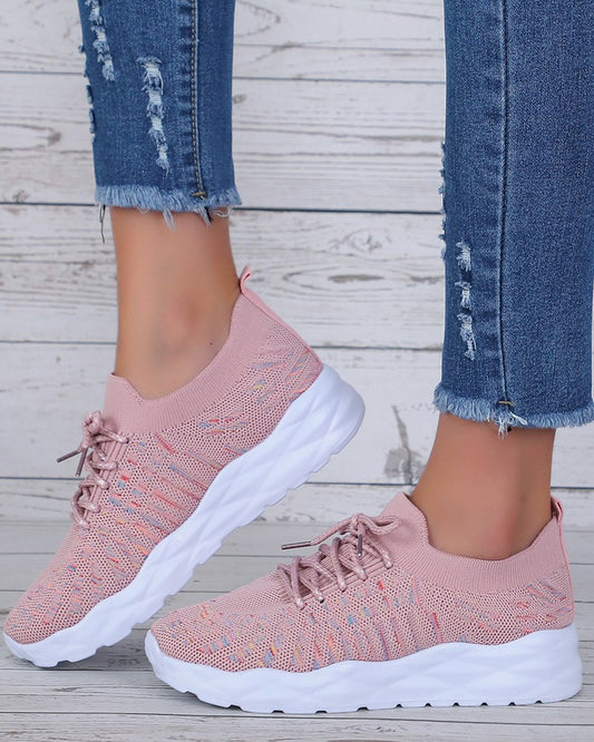 Colorblock Breathable Lace-up Casual Sneakers