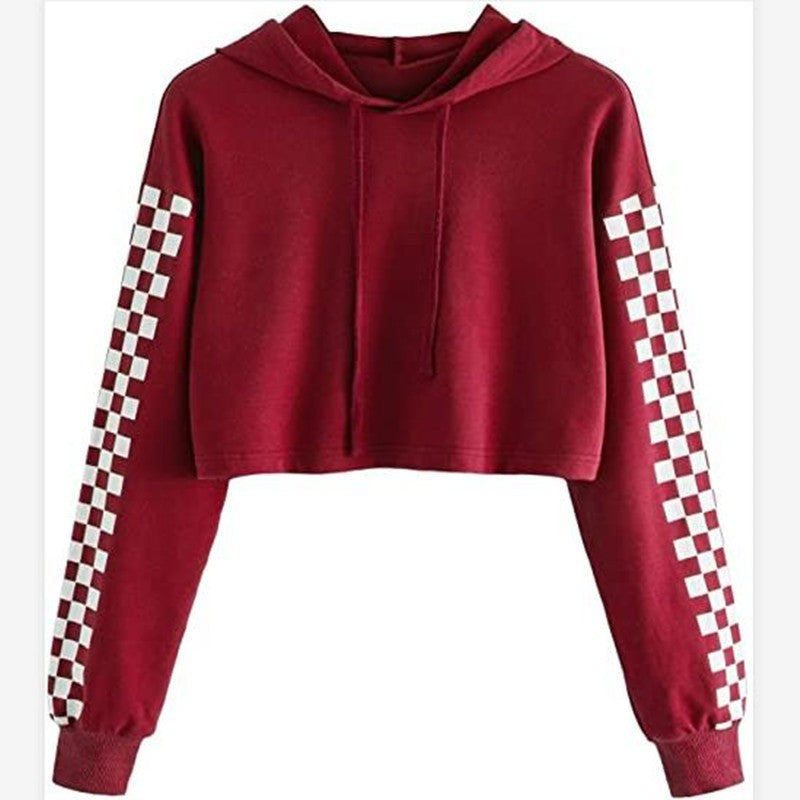 Cute Plaid Long Sleeve Hoodies Sweatshirts Girls
