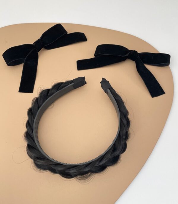 Black Synthetic Hair Bow Headband | Jennie – BlackPink