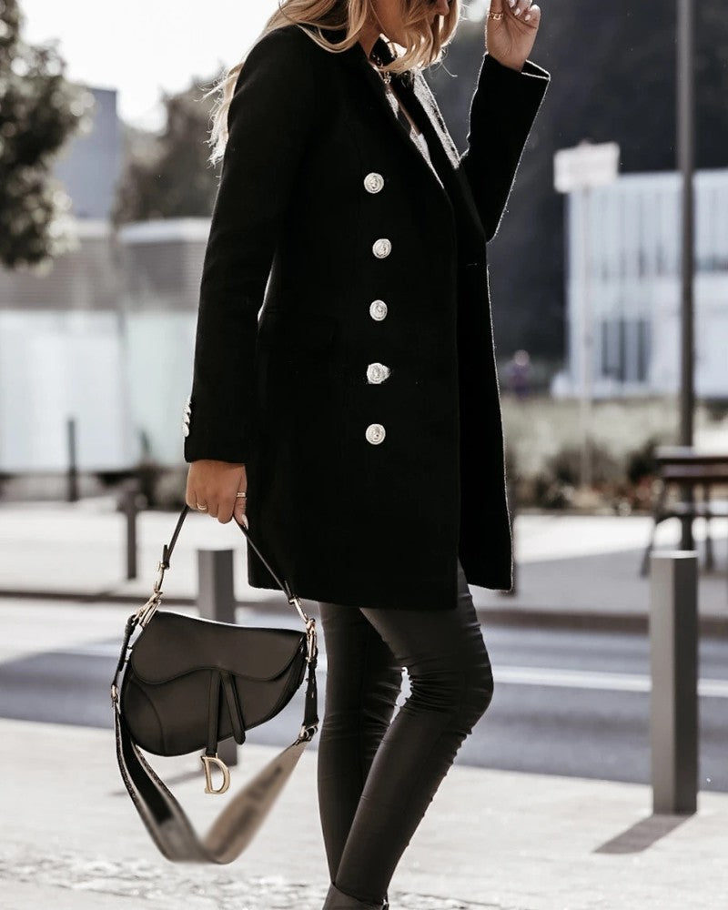 Women's Fashion Long Sleeve Double Breasted Overcoat