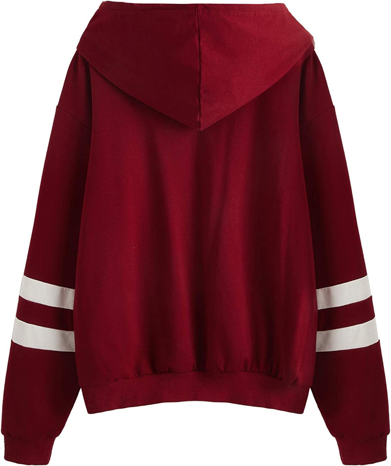 Women's Planet Print Striped Drawstring Pullover Sweatshirt Hoodies