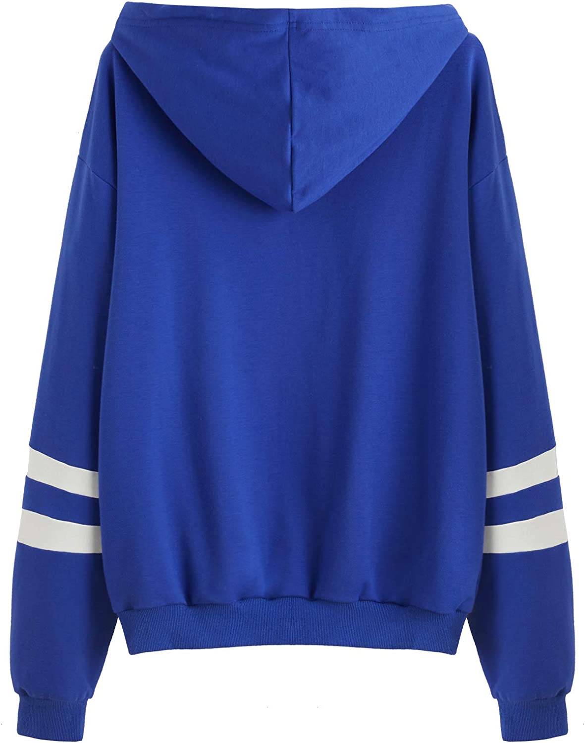 Women's Planet Print Striped Drawstring Pullover Sweatshirt Hoodies