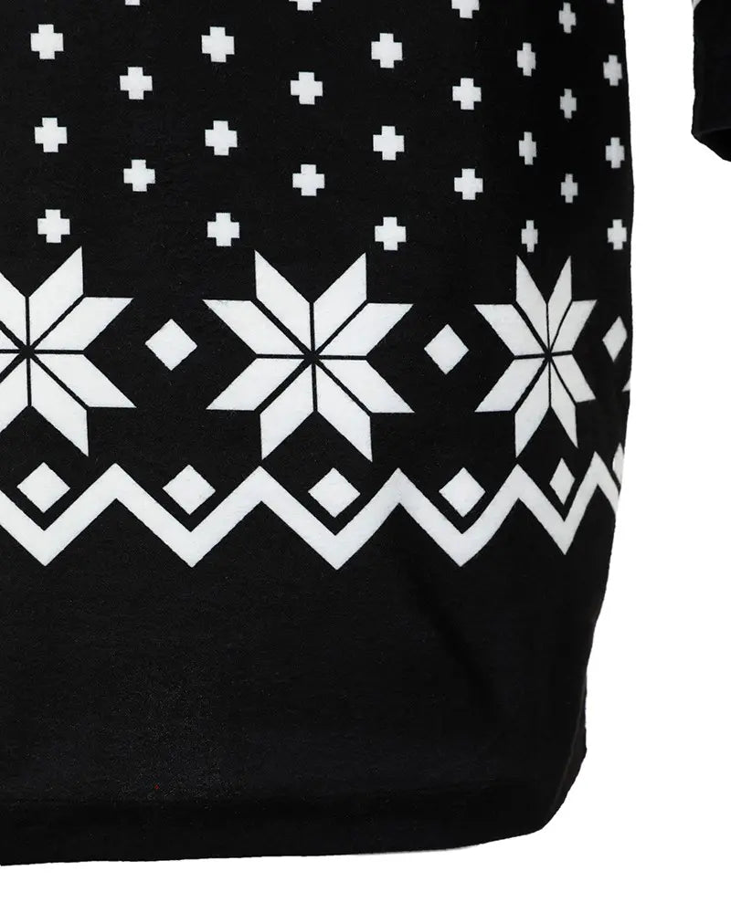 Christmas Long Sleeve Snowflake Elk Print Bodycon Dress