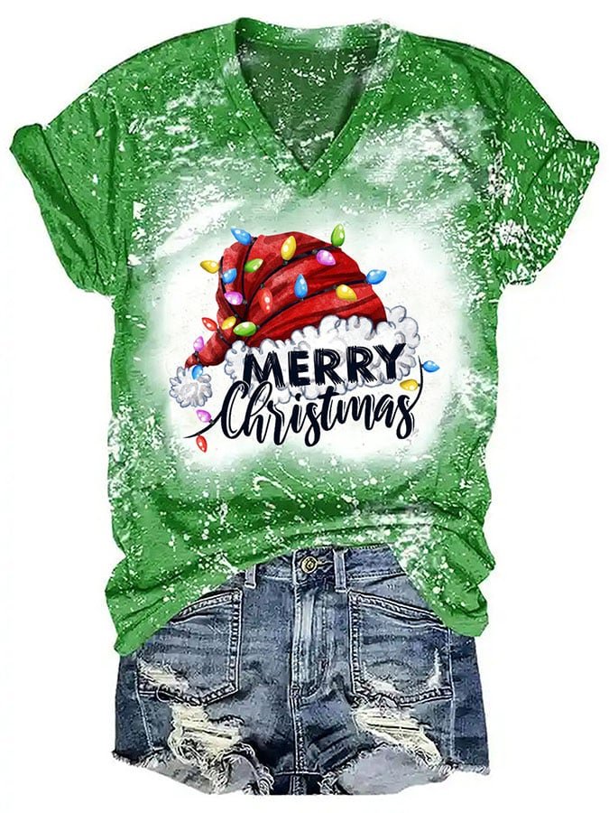 Christmas Fashion Tie Dye Print Short Sleeve T-Shirt