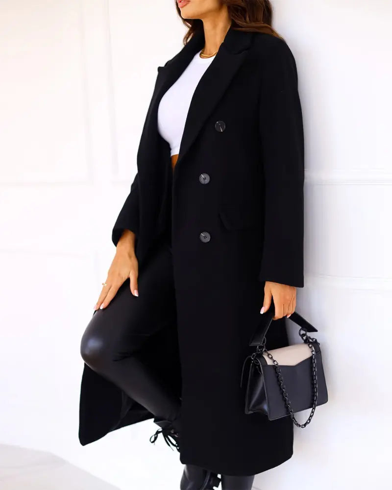 Women's Fashion Long Sleeve Double Breasted Overcoat