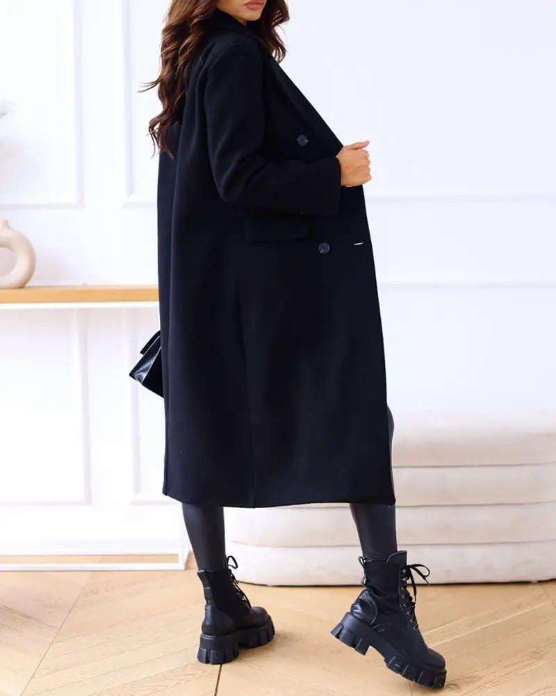 Women's Fashion Long Sleeve Double Breasted Overcoat