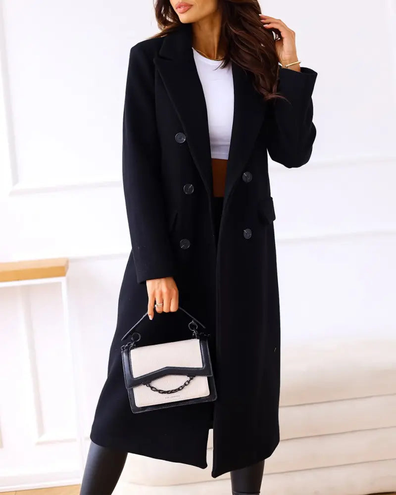 Women's Fashion Long Sleeve Double Breasted Overcoat