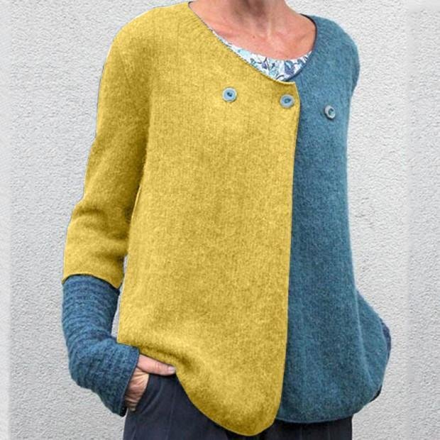 Women's Stylish Casual Contrast Color Loose Knit Sweater