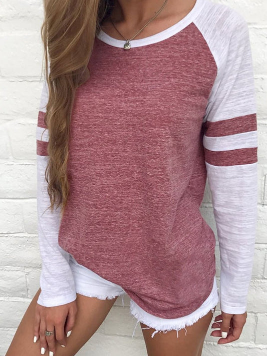 Women's Stylish Casual Patchwork Long Sleeve T-Shirt