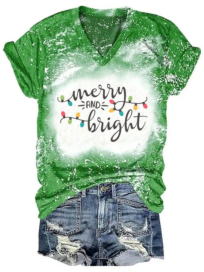 Christmas Fashion Tie Dye Print Short Sleeve T-Shirt