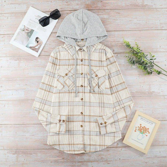 Charlotte Plaid Jacket Long-Sleeved Jacket Ladies Hooded - Charlotte-dress