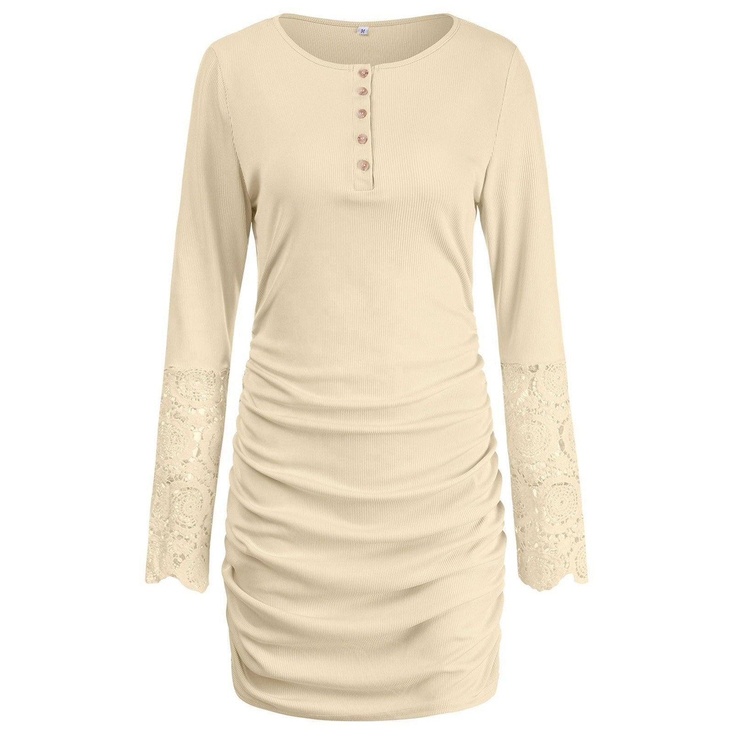 Charlotte Women's Round Neck Lace Sleeve Sexy Hip Dress