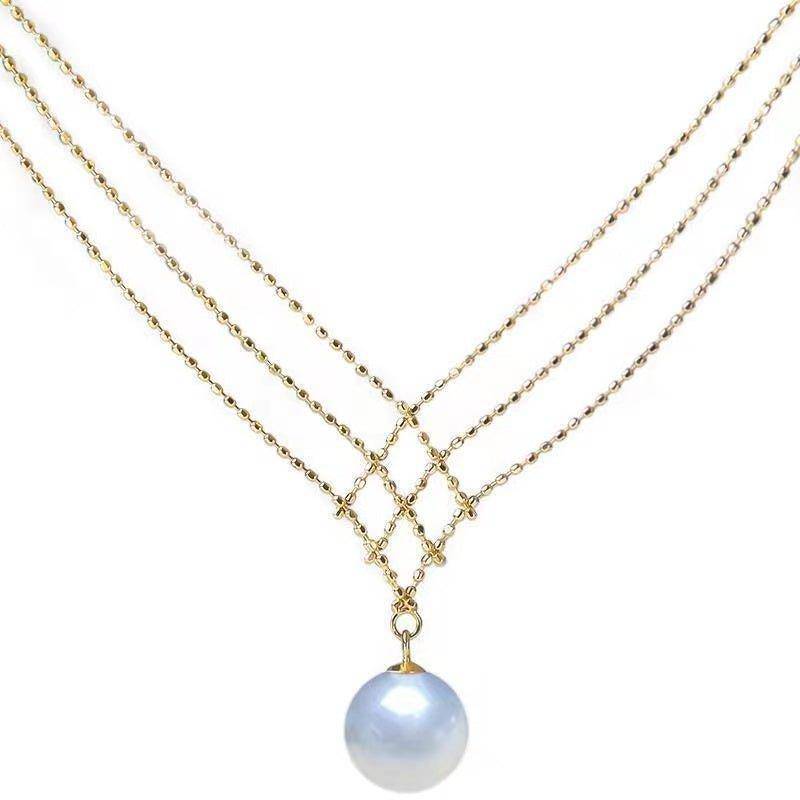 925 Silver 22K Gold Plated Necklace with 5A Pure Pearl Pendant