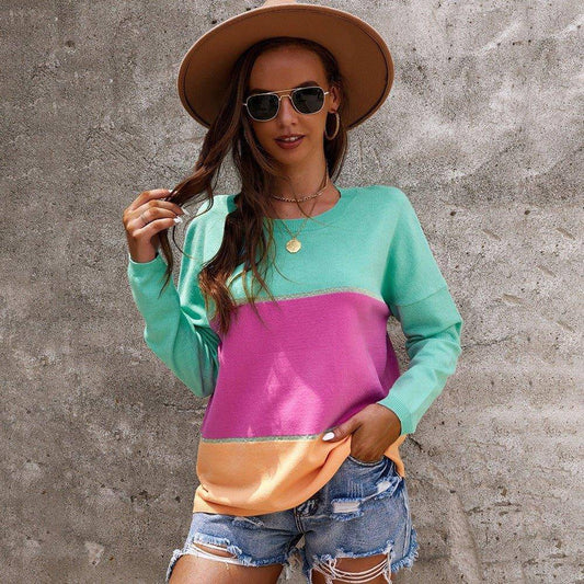 Charlotte Women's Lightweight Color Block Hooded Pullover Sweaters