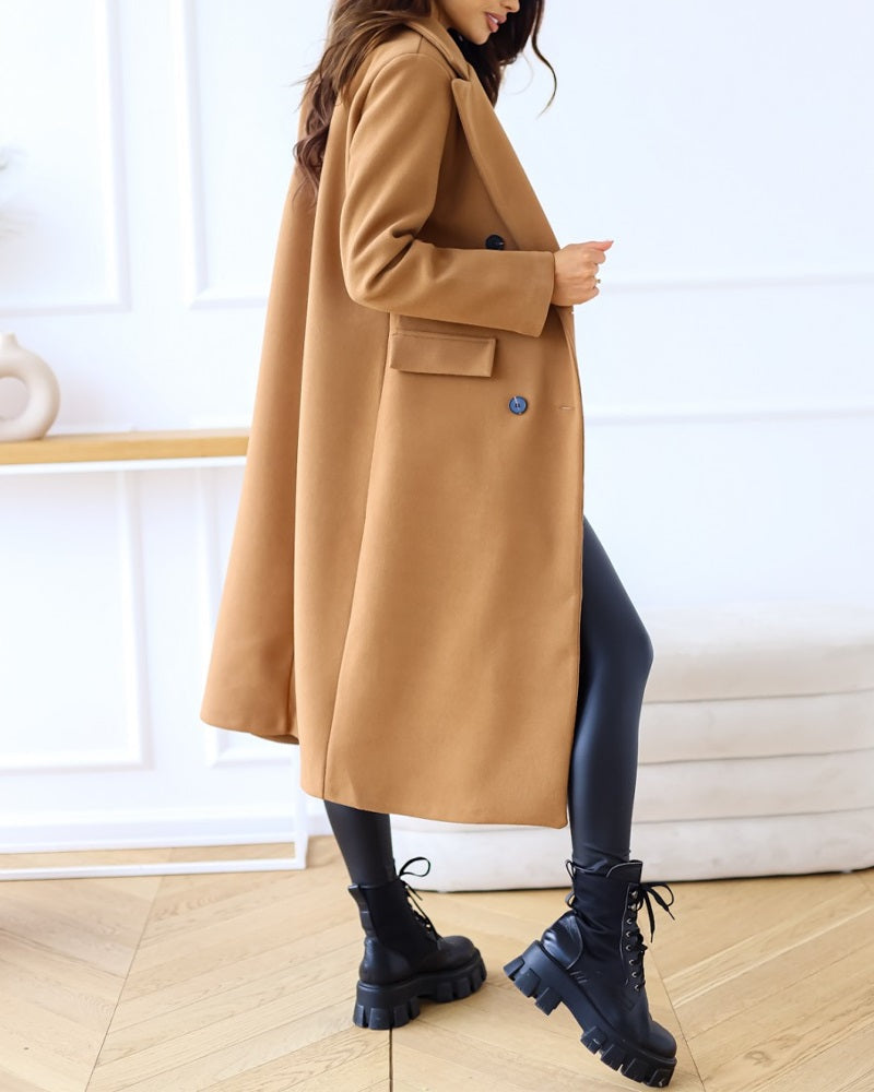 Women's Fashion Long Sleeve Double Breasted Overcoat