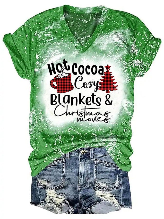 Christmas Fashion Tie Dye Print Short Sleeve T-Shirt