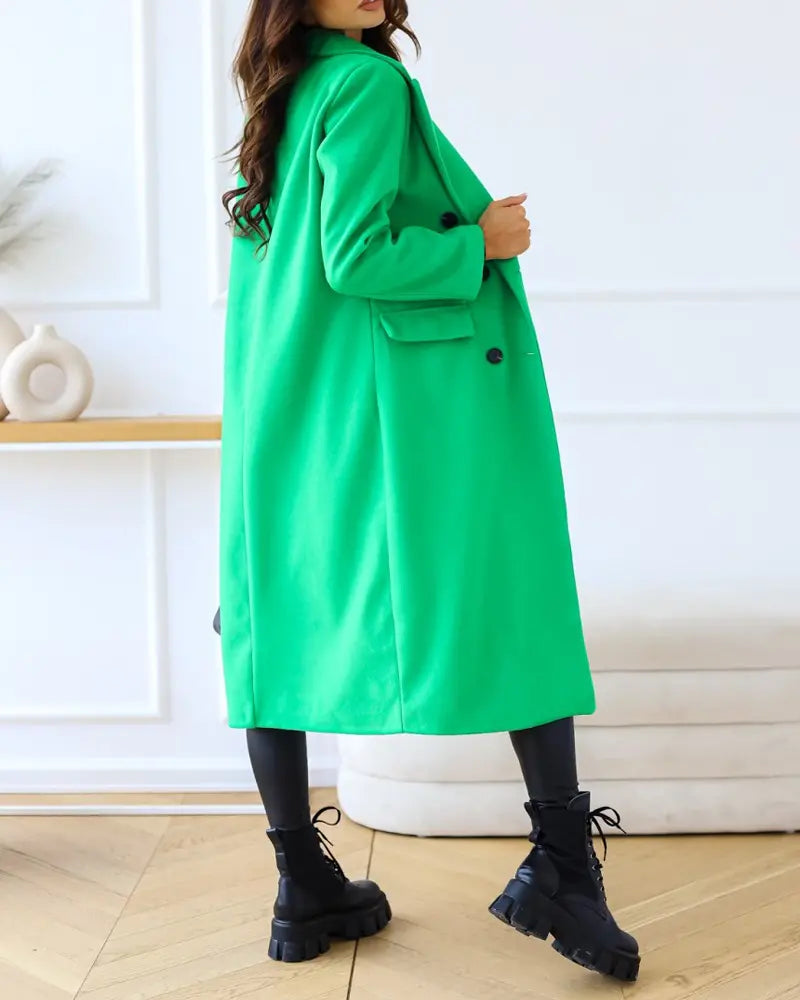 Women's Fashion Long Sleeve Double Breasted Overcoat