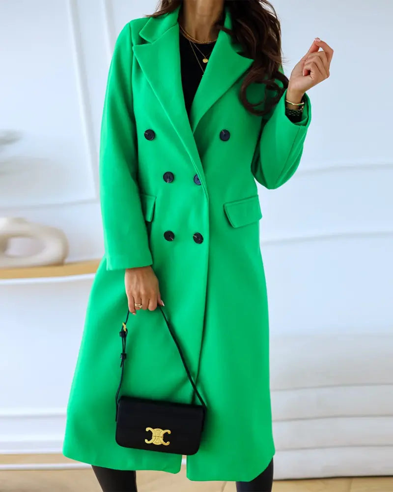 Women's Fashion Long Sleeve Double Breasted Overcoat