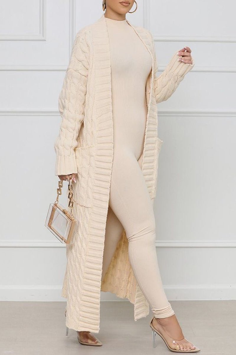Women's Stylish Solid Color Knitted Sweater Coat